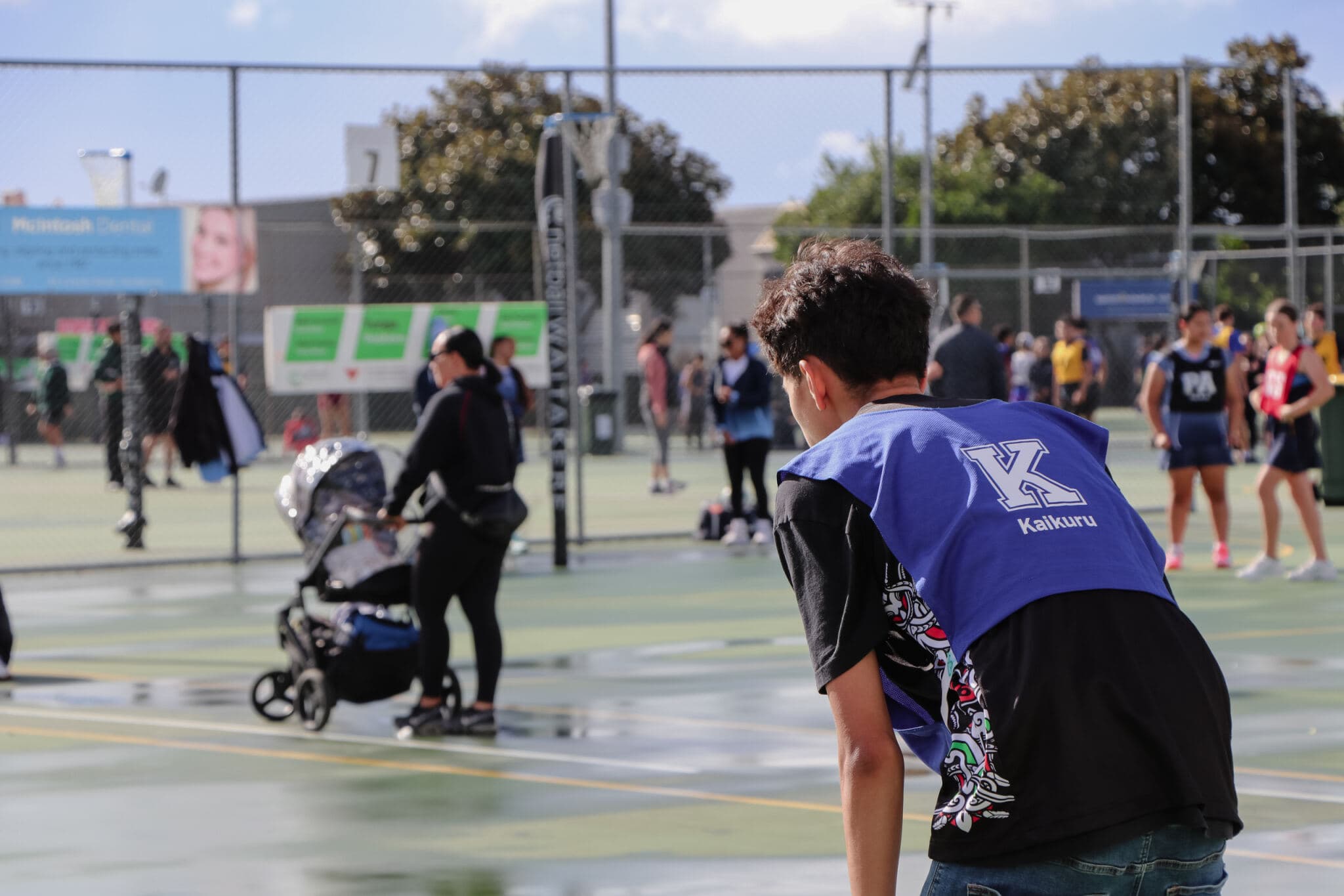 Young athletes in team jerseys during training
