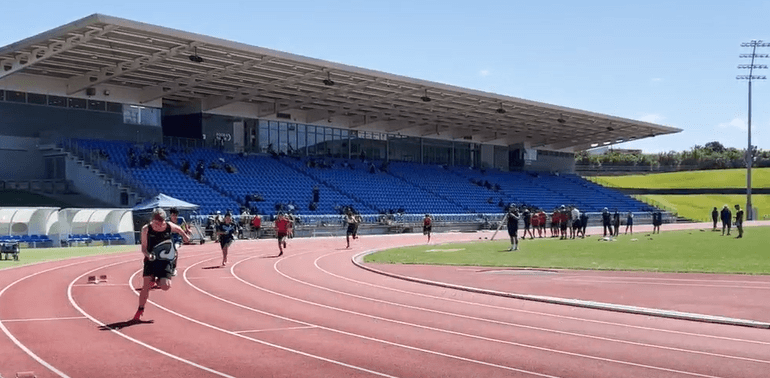 Young athletes running on the track